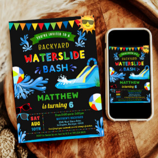 Waterslide Bash Summer Boy Geburtstagsparty Einladung