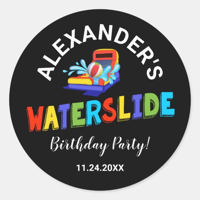 Waterslide Summer Birthday Party Sticker (Vorderseite)
