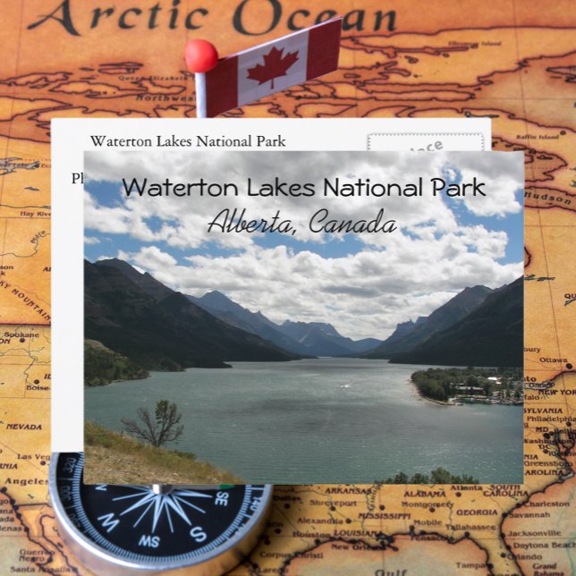 Waterton Lakes National Park, Canada Travel Foto Postkarte (In Situ Map)