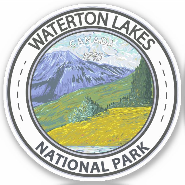 Waterton Lakes National Park Canada Travel Vintage Aufkleber (Vorderseite)