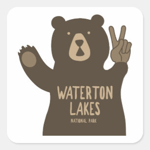 Waterton Lakes National Park Peace Bear Quadratischer Aufkleber