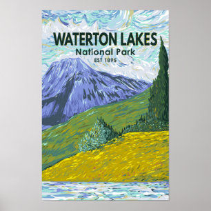 Waterton Lakes Nationalpark Kanada Reisen Vintag Poster