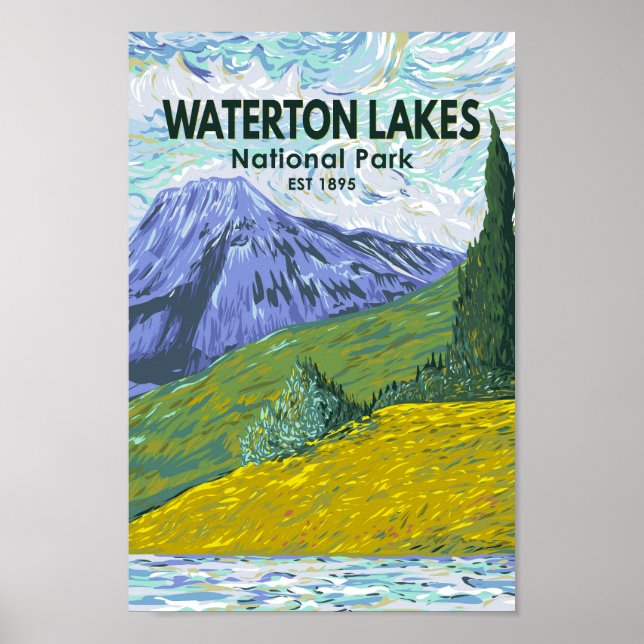 Waterton Lakes Nationalpark Kanada Reisen Vintag Poster (Vorne)