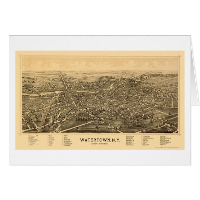 Watertown, NY panoramische Karte - 1891 (Vorderseite (Horizontal))