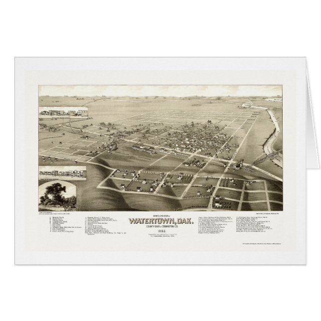 Watertown, panoramische Karte Sd - 1883 (Vorderseite (Horizontal))