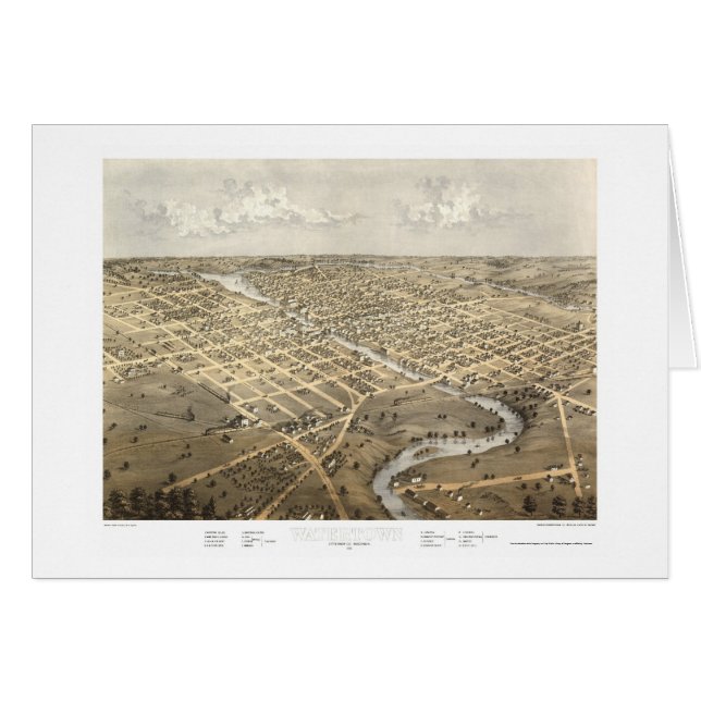 Watertown, panoramische Karte WI - 1867 (Vorderseite (Horizontal))