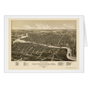 Watertown, panoramische Karte WI - 1885