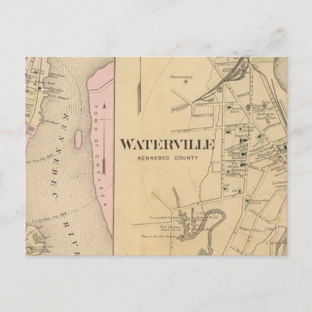 Waterville, Kennebec-Landkreis Postkarte (Vorderseite)