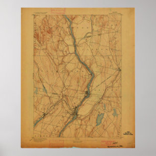 Waterville Maine Vintage Karte Poster