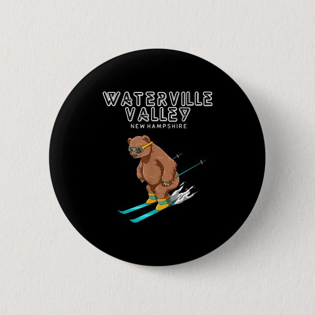 Waterville Valley New Hampshire - Funny Ski Grizzl Button (Vorderseite)