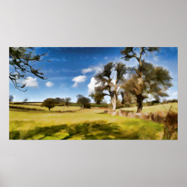 Watery Winter Fields Poster