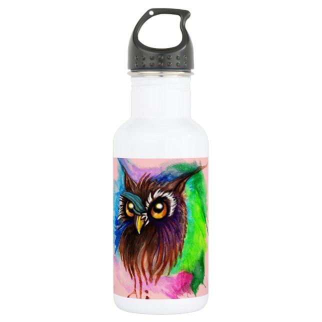 Watery Wood Owl Trinkflasche (Vorderseite)