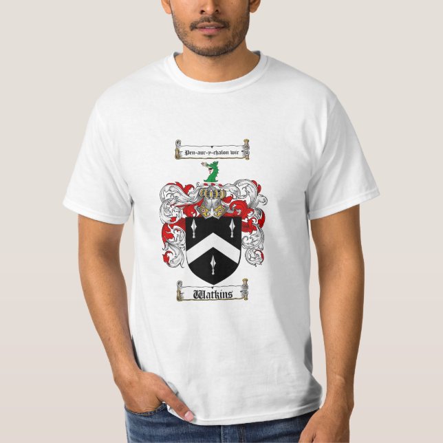 Watkins Familienwappen - Watkins Wappen T-Shirt (Vorderseite)