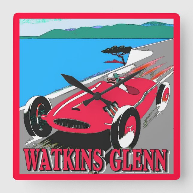 Watkins Glenn Racing Quadratische Wanduhr (Vorderseite)