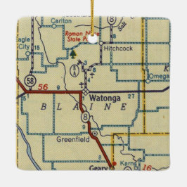 Watonga Oklahoma Vintage Karte Keramikornament