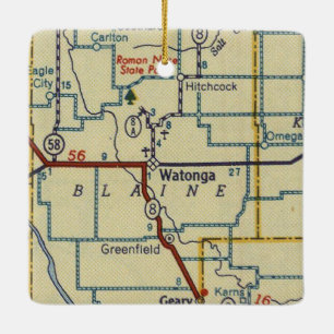Watonga Oklahoma Vintage Karte Keramikornament