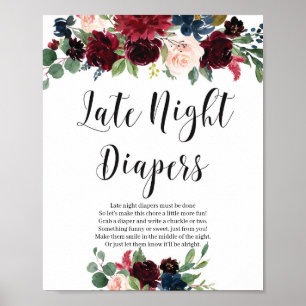 Watrcolor burgundy Marine florale Spätabenteuer Wi Poster