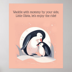 Watscheln mit Mutti   Pinguin   Tier-Kinderzimmer- Poster