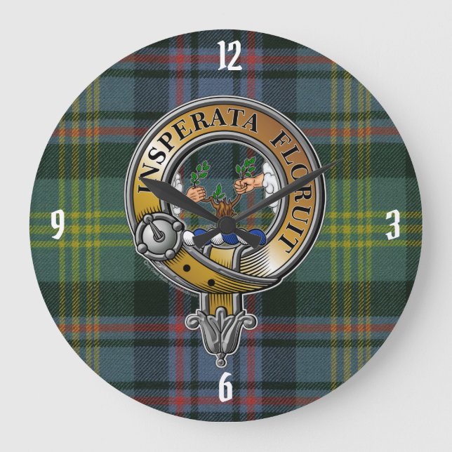 Watson Tartan & Abzeichen Große Wanduhr (Vorderseite)