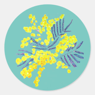 Wattle Mimosa Blume Art Australien Runder Aufkleber