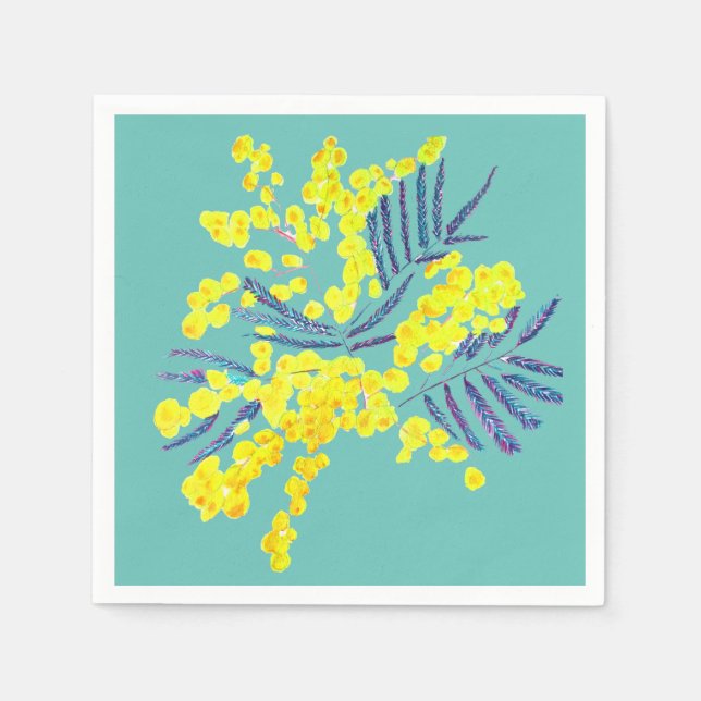 Wattle Mimosa Blume Art Australien Serviette (Vorderseite)