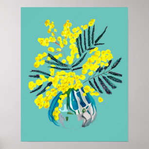 Wattle mimosa Moderne Gelbe Blume Poster