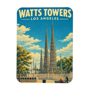 Watts Towers Los Angeles Vintage Reise Kalifornien Magnet