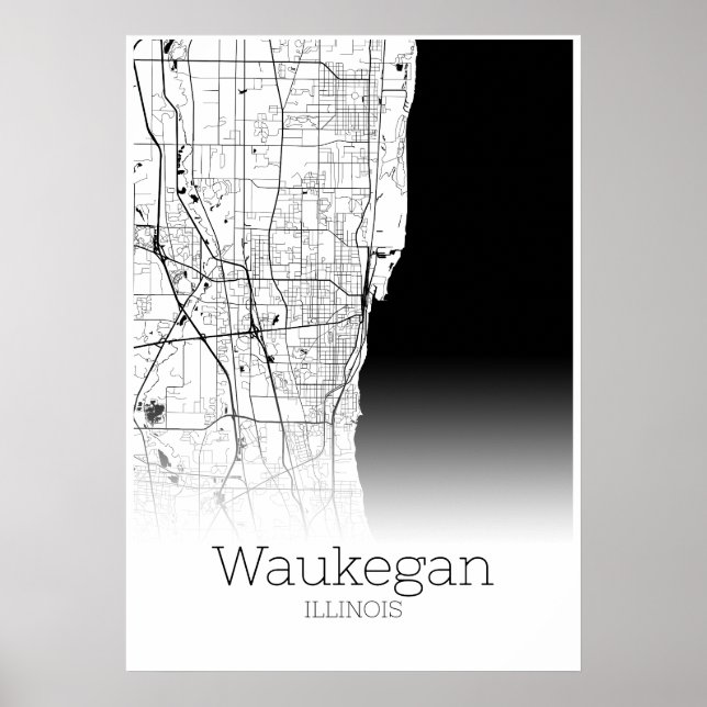 Waukegan Map - Illinois - City Map Poster (Vorne)