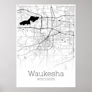 Waukesha Map - Wisconsin - City Map Poster