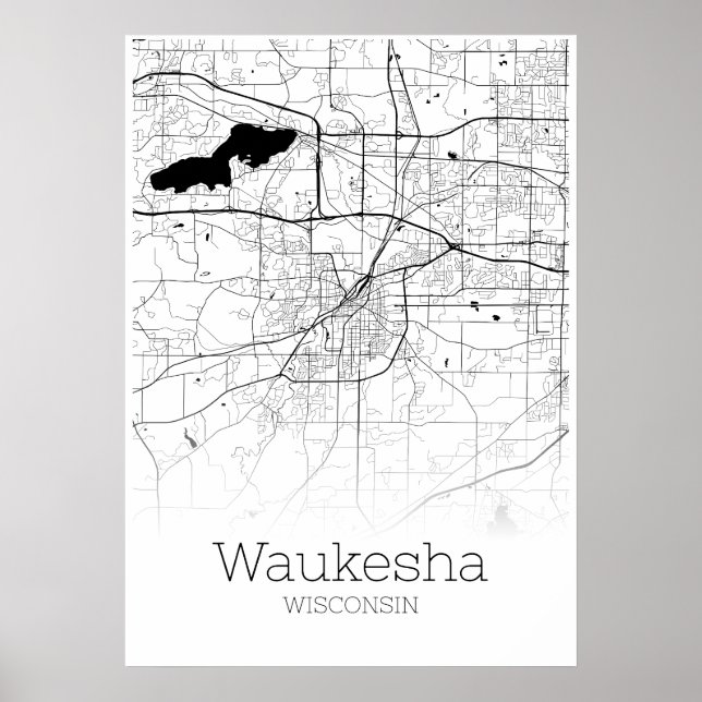 Waukesha Map - Wisconsin - City Map Poster (Vorne)