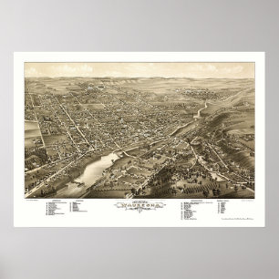 Waukesha, panoramische Karte WI - 1880 Poster