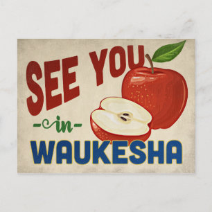 Waukesha Wisconsin Apfel - Vintage Reise Postkarte