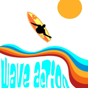 Wave Action Surfer auf einer farbenfrohen Welle Kissen