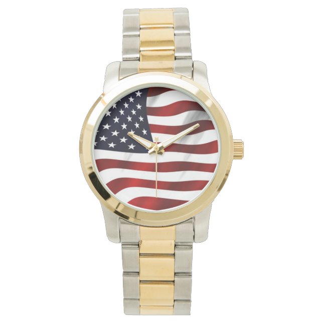 Wave American Flag Armbanduhr (Vorderseite)