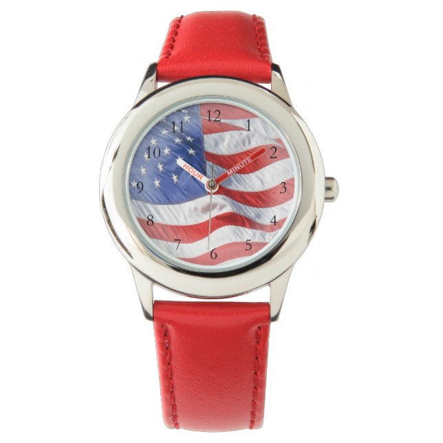 Wave American Flag Armbanduhr (Vorderseite)