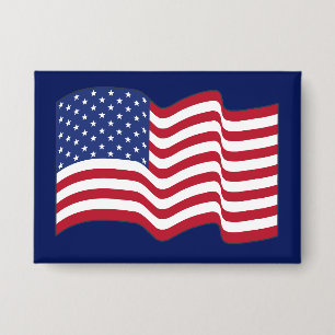 Wave American Flag Button