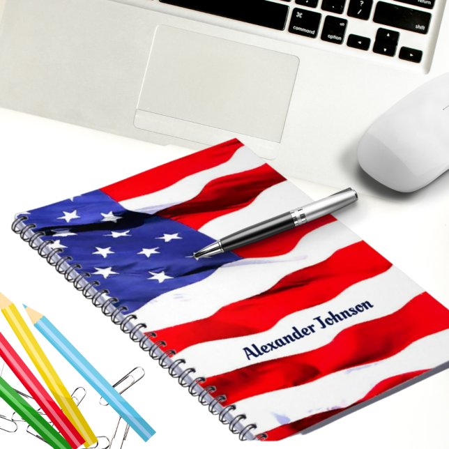 Wave American Flag Notebook Notizblock (Von Creator hochgeladen)