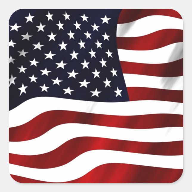Wave American Flag Quadratischer Aufkleber (Vorderseite)