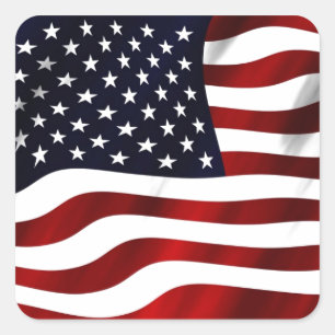 Wave American Flag Quadratischer Aufkleber