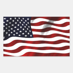 Wave American Flag Rechteckiger Aufkleber