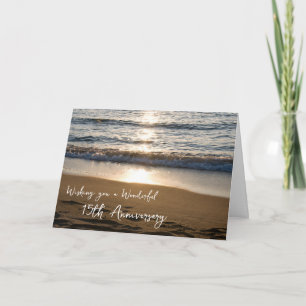 Wave at Sunset 15 th Wedding Anniversary Card Karte