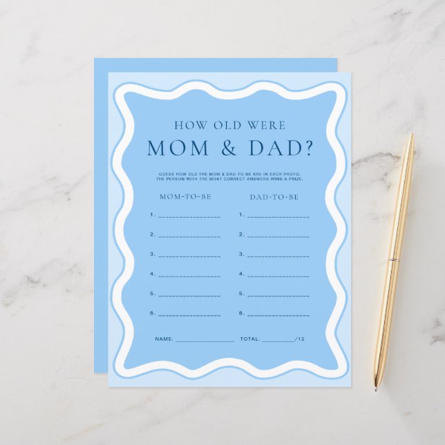 Wave Blue Wie alt waren Mama und Vater Foto Game (Vorderseite/Rückseite Beispiel)