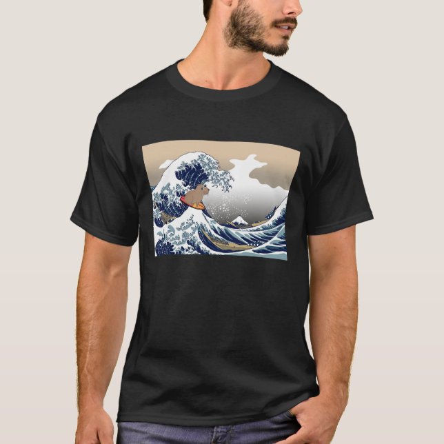Wave Capybara Surfing Rodent T-Shirt (Vorderseite)