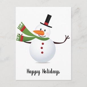 Wave Carrot Nose Snowman Postcard Postkarte