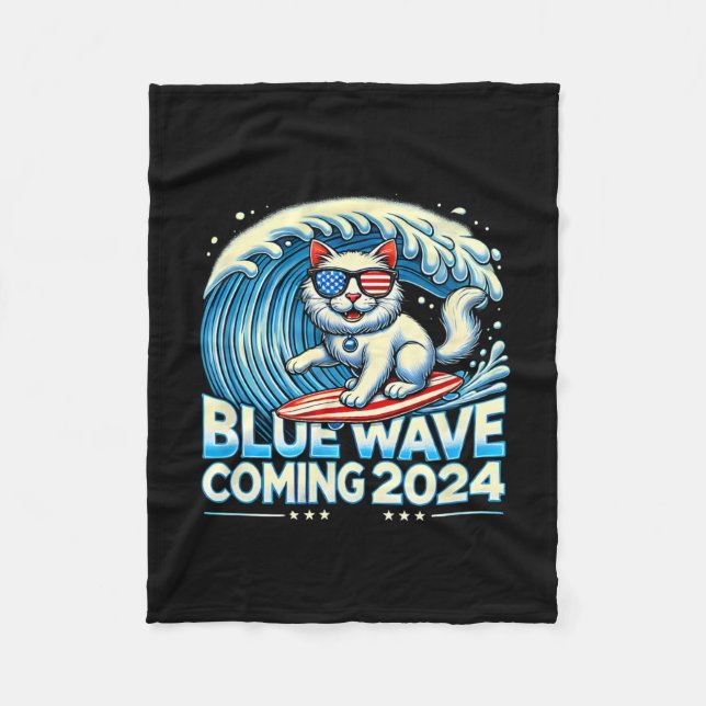 Wave Coming 2024 Cat Eigentümer Kamala Harris 2024 Fleecedecke (Vorderseite)