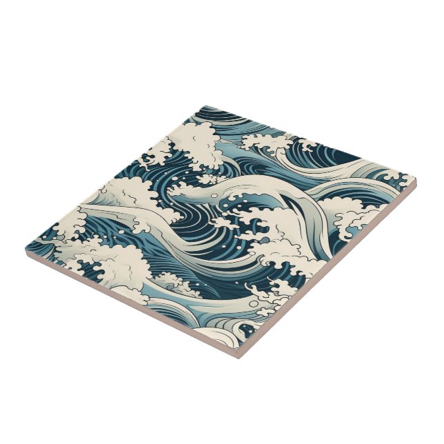 Wave Elegance: Hokusai-Inspired japanese art Fliese (Seite)