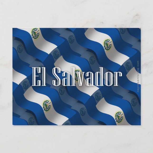 Wave Flag El Salvador Postkarte (Vorderseite)