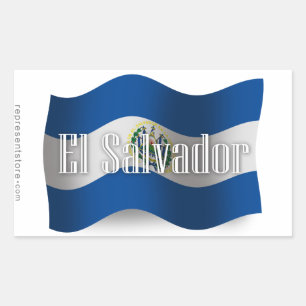 Wave Flag El Salvador Rechteckiger Aufkleber