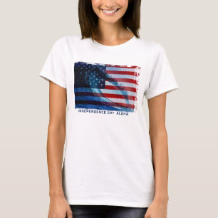 Wave Flag USA Ladys T - Shirt