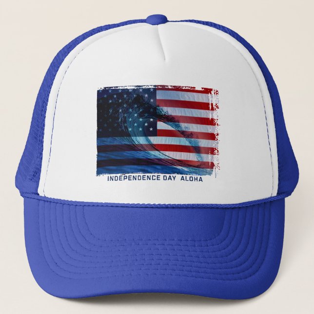 Wave Flag USA Trucker Hats Truckerkappe (Vorderseite)